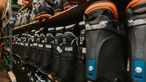 rental gear lined up inside the shop