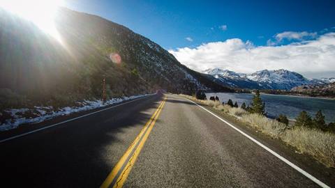 scenic shot of the road to June Lake